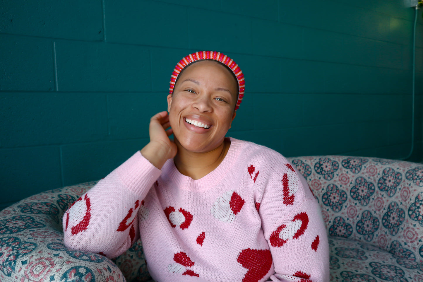 Red and Pink Jeweled Headband