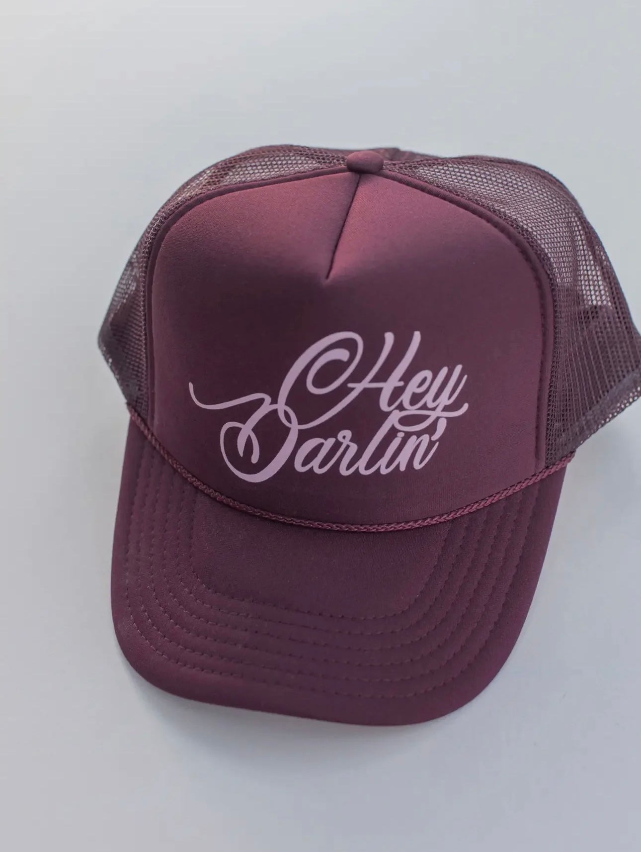 Hey Darling Burgundy Trucker Hat