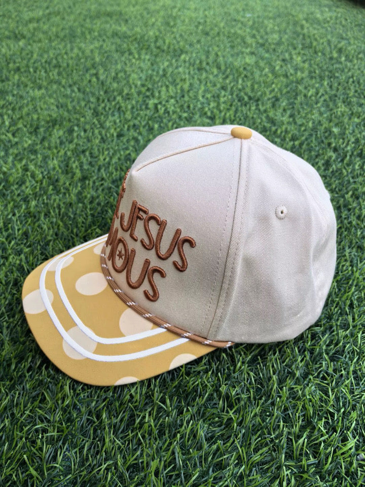 “Make Jesus Famous” Tan Polka Dot Hat