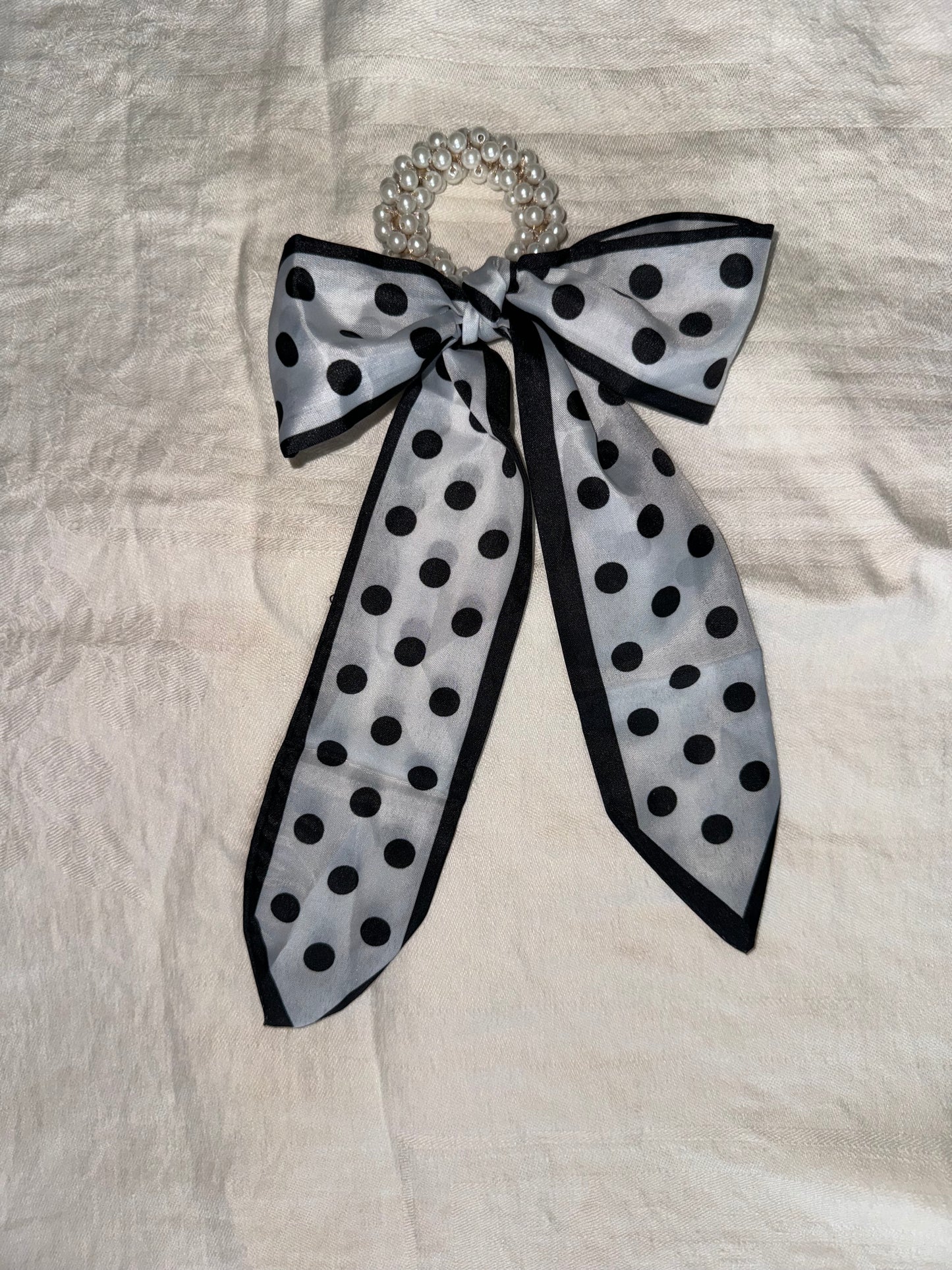 Silk Bows with Pearl Ponytail Holders