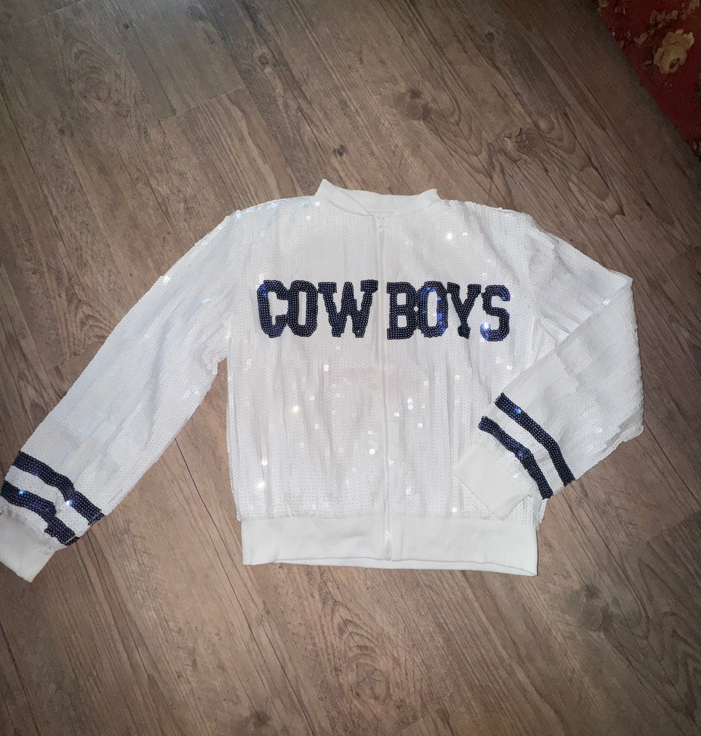 Dallas Cowboy Sequin Sparkle Zip-Up Jacket