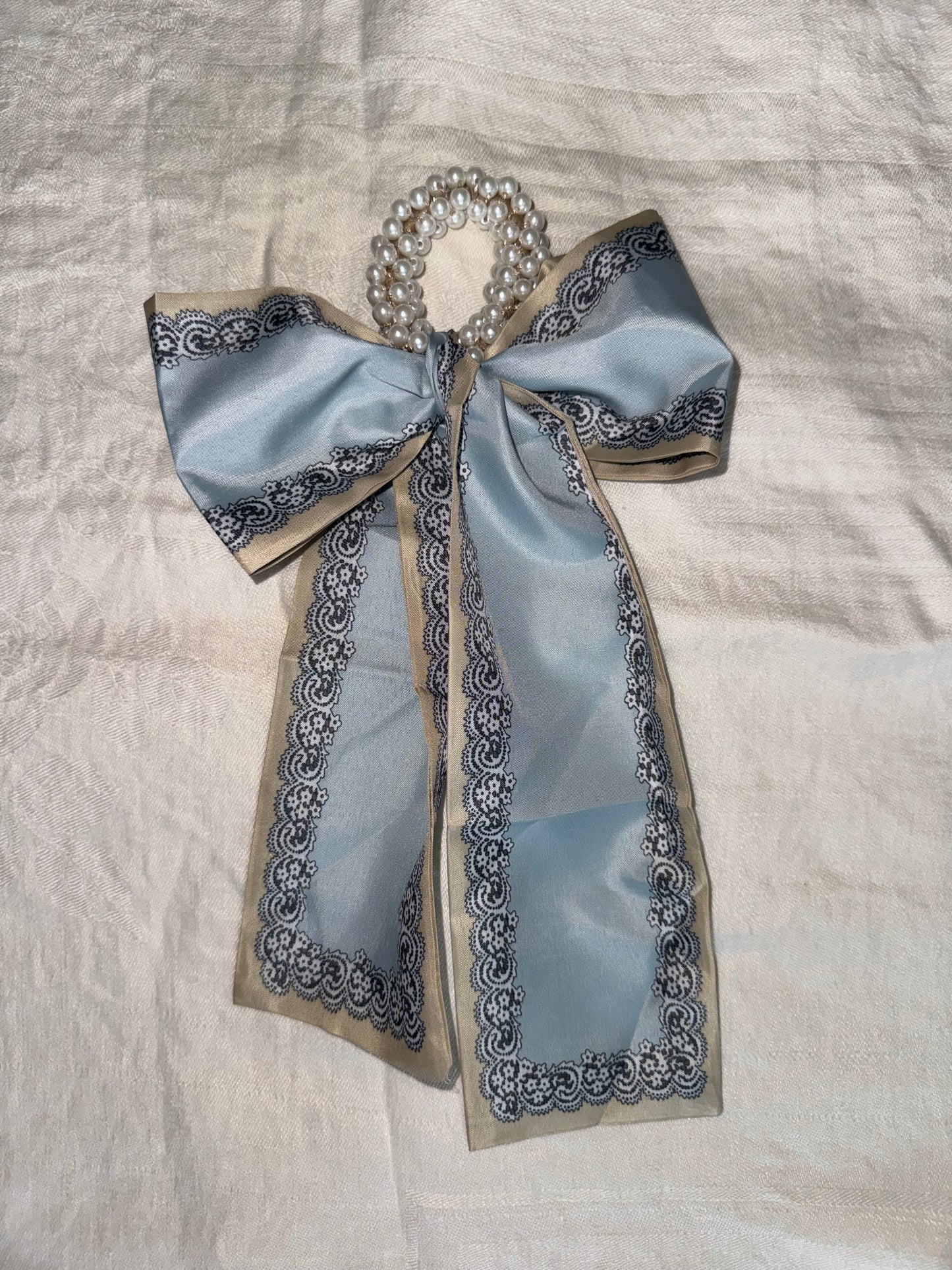 Silk Bows with Pearl Ponytail Holders