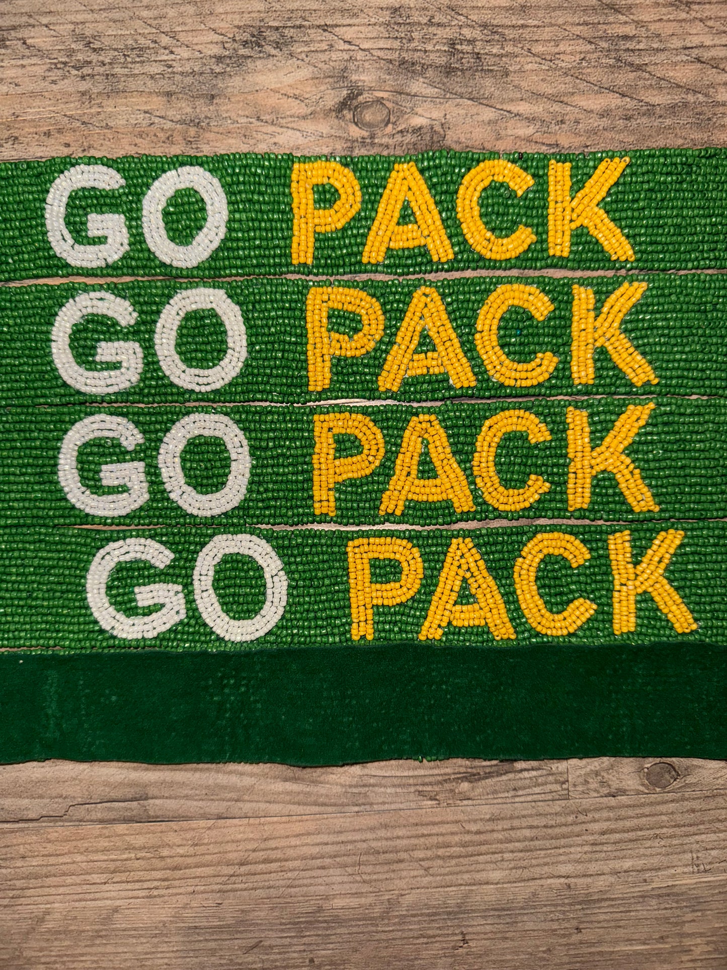 Beaded Green Bay 'Go Packers' Purse Strap: Stylish Support for Cheeseheads!