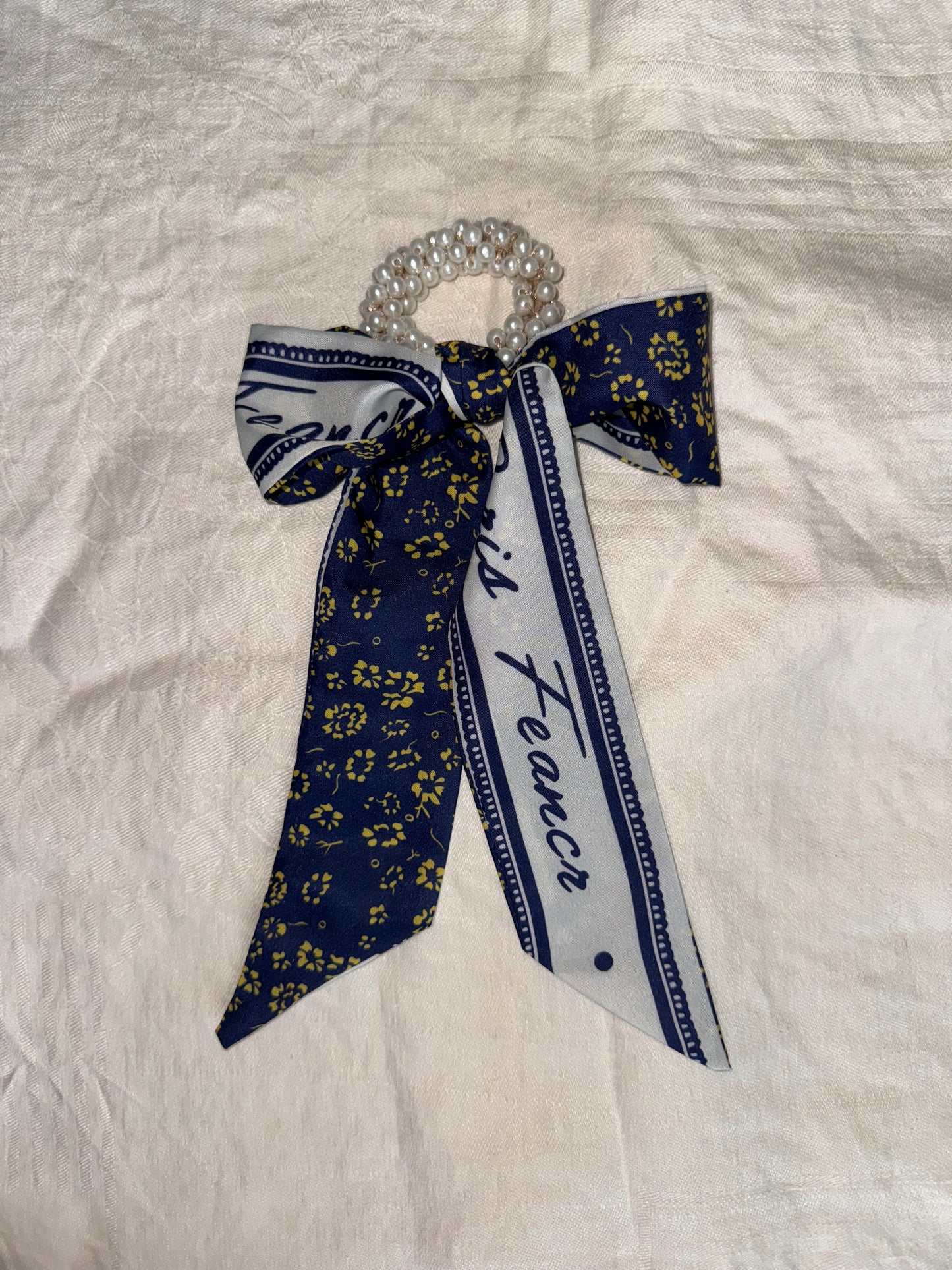 Silk Bows with Pearl Ponytail Holders