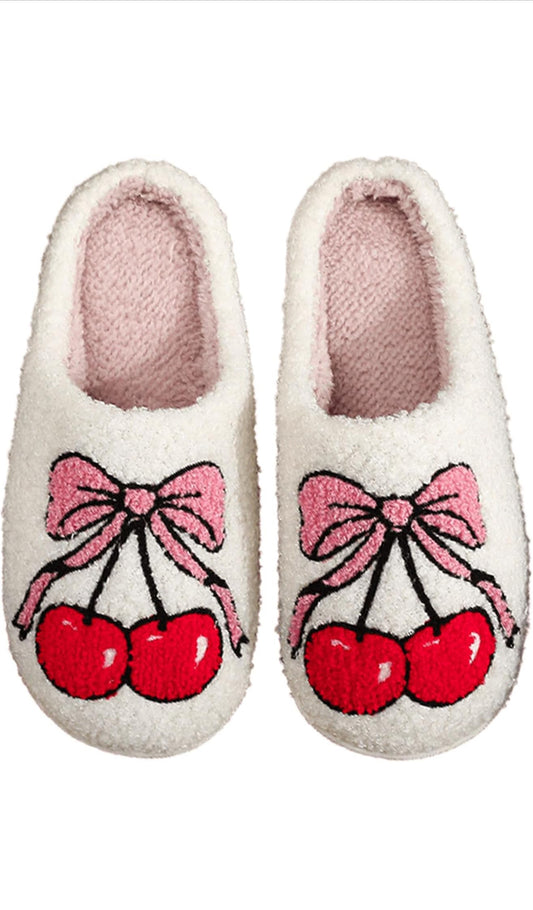 Bow Cherry Slippers