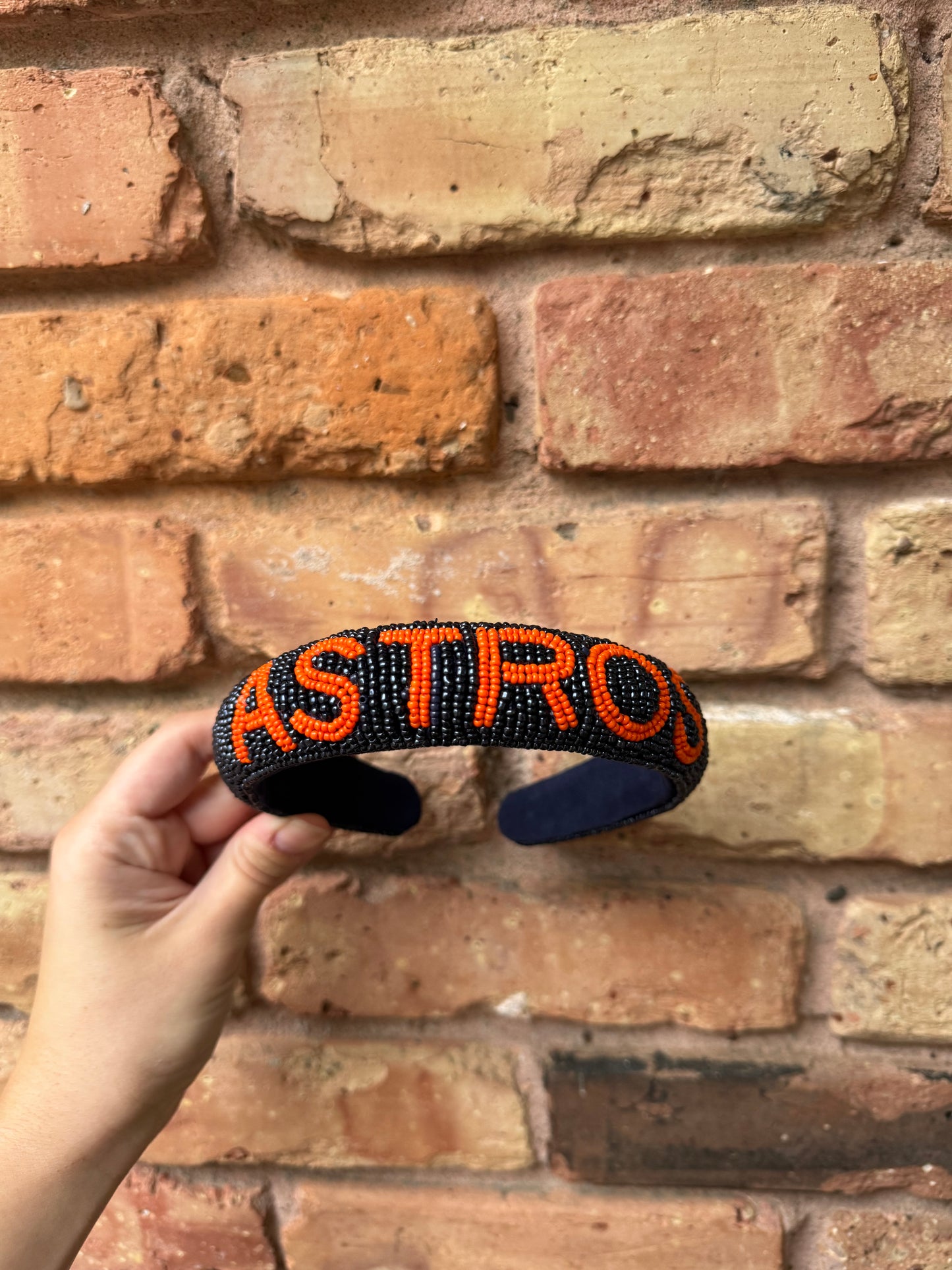 Houston Astros Beaded Puff Headband