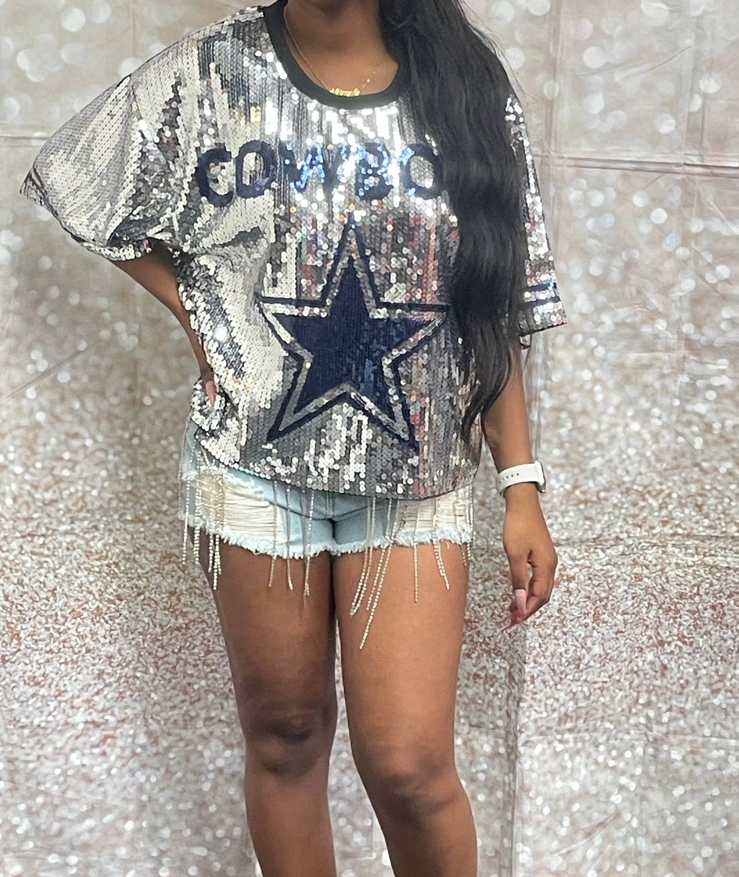 Cowboys Sequin Crop Top