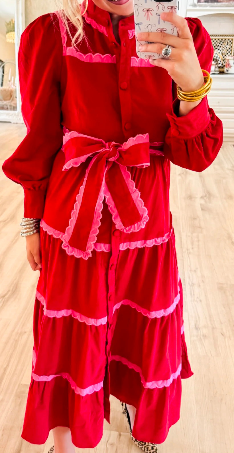 Rosy Rendezvous Corduroy Dress