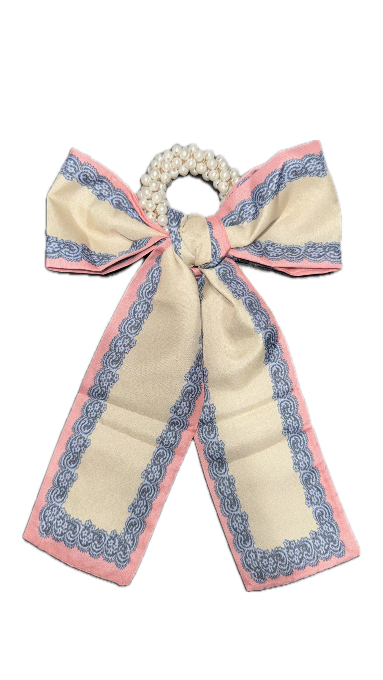 Silk Bows with Pearl Ponytail Holders