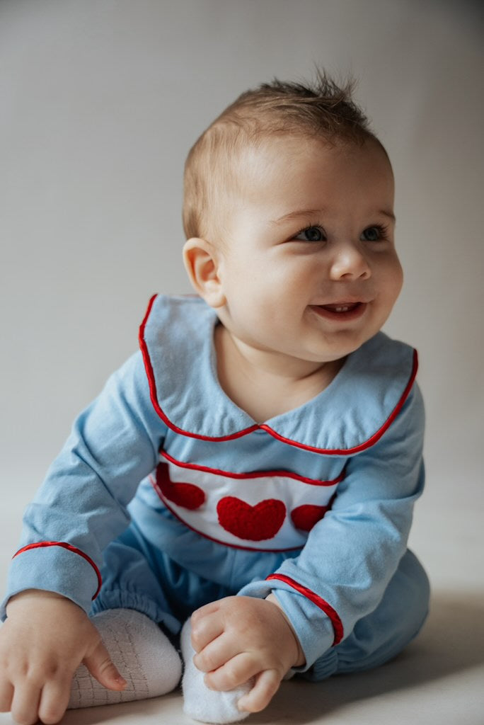 Boys Heart Long Sleeve Romper