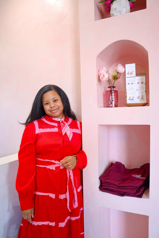 Rosy Rendezvous Corduroy Dress