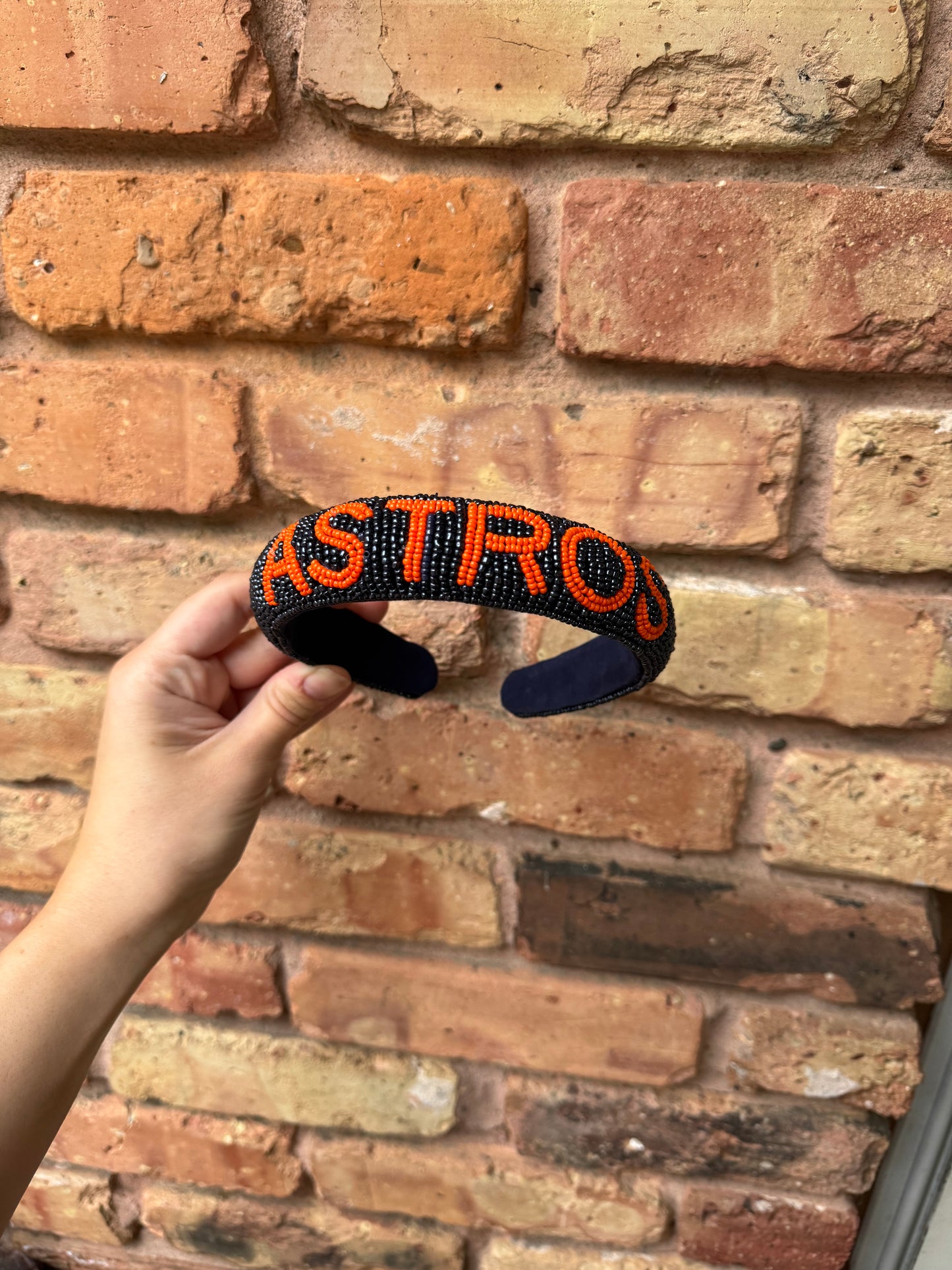 Houston Astros Beaded Puff Headband