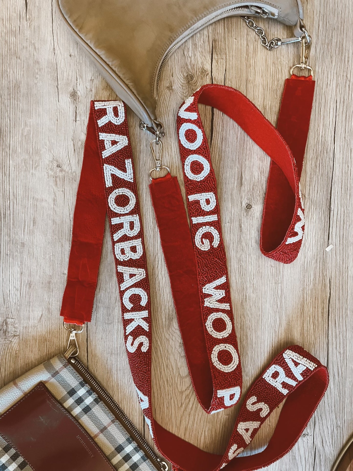 Arkansas Razorback Woo Pig Beaded Purse Strap