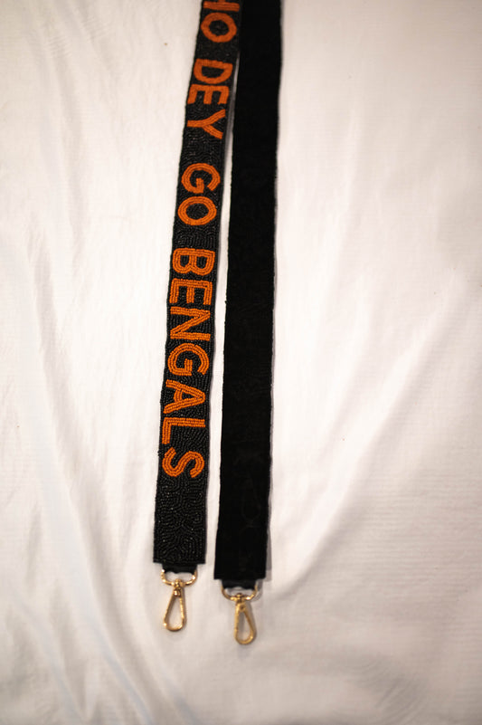 Cincinnati Bengals Who Dey Beaded Purse Strap - Orange & Black Pride