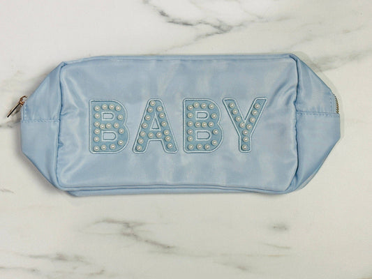 Baby Nylon Bag Pouch -  Sewn On  Pearl Varsity Letter