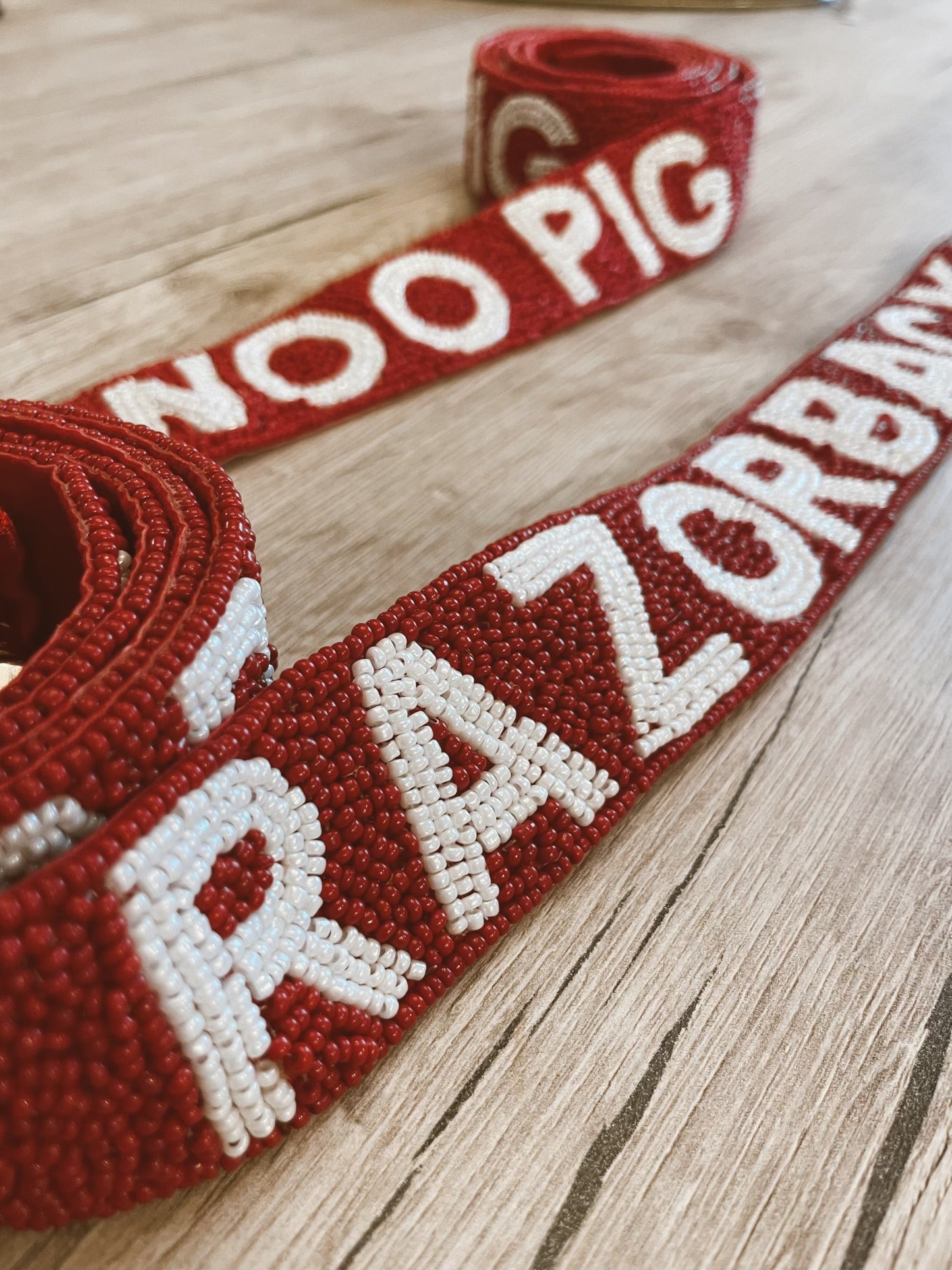 Arkansas Razorback Woo Pig Beaded Purse Strap