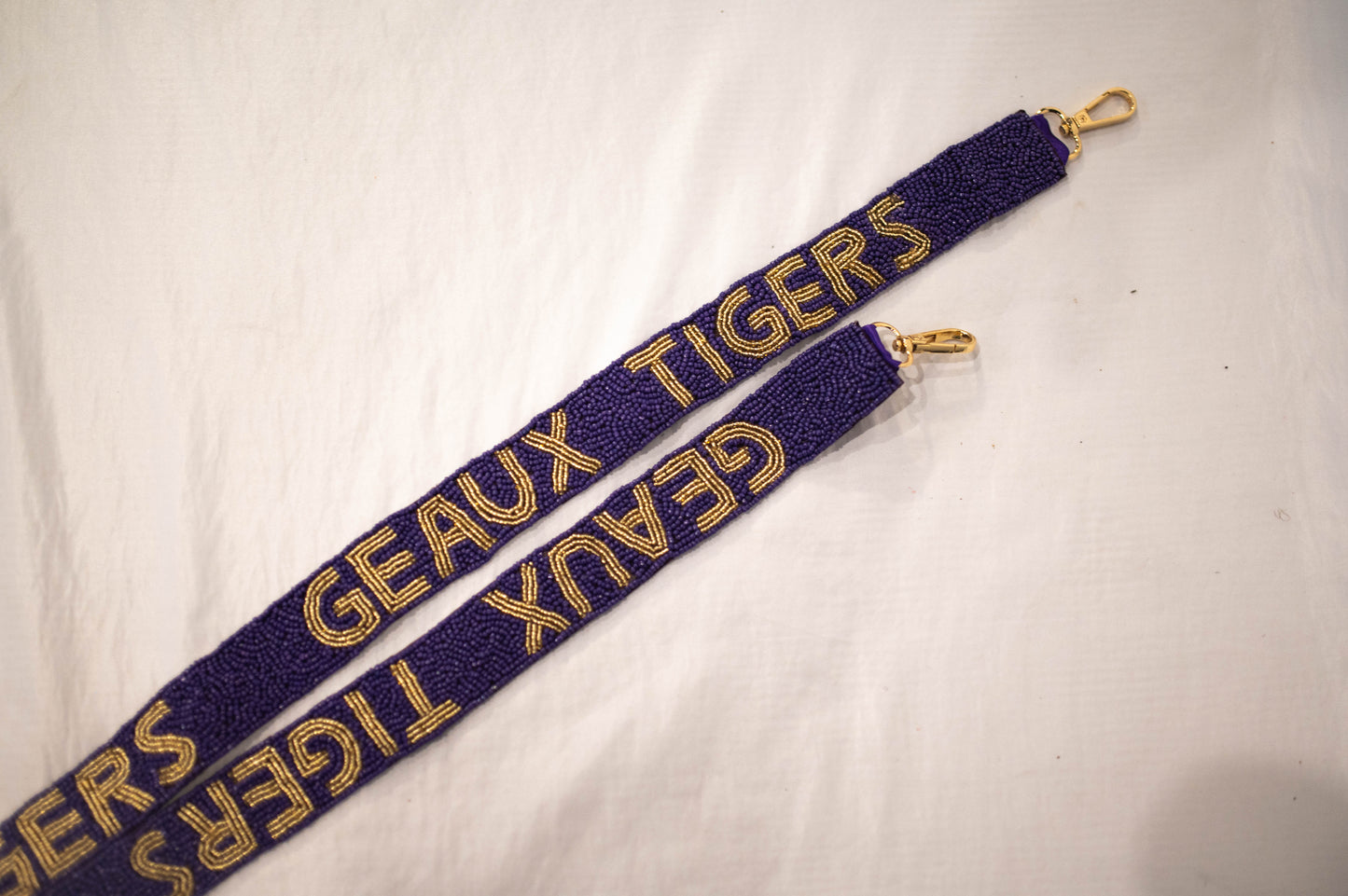 LSU Geaux Tigers Beaded Purse Strap - Purple and Gold Spirit