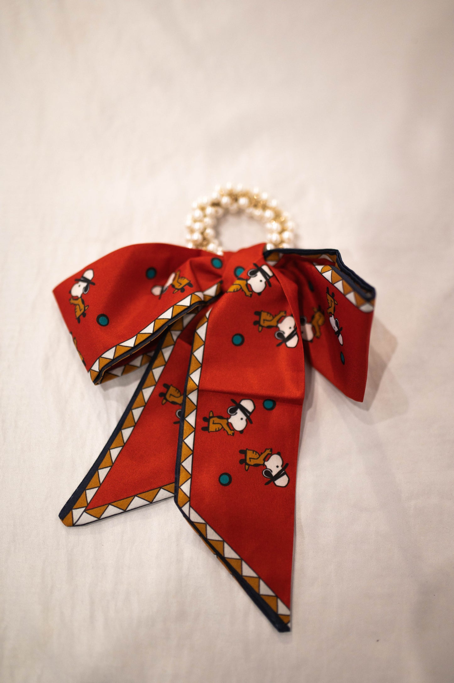 Silk Bows with Pearl Ponytail Holders