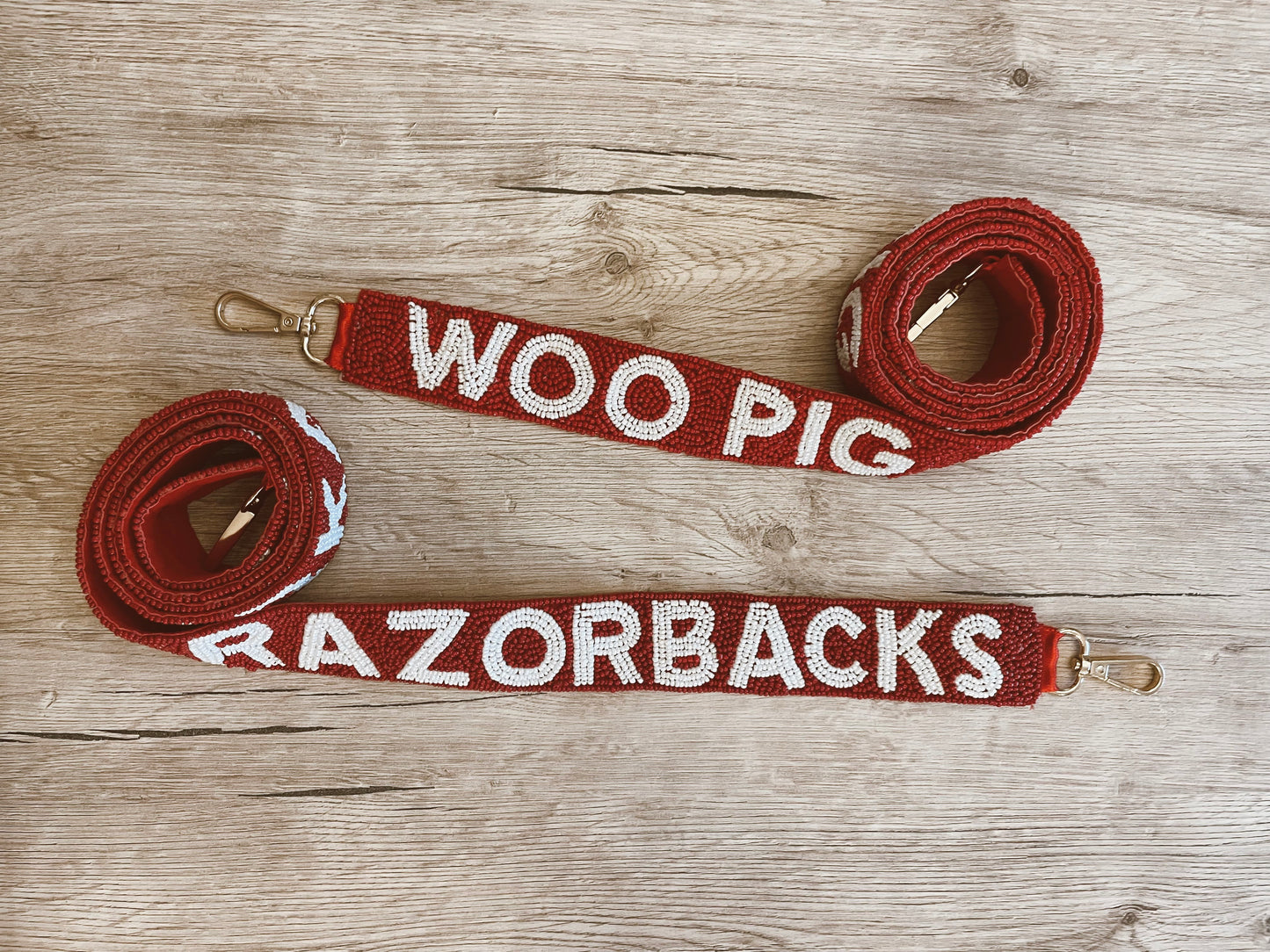 Arkansas Razorback Woo Pig Beaded Purse Strap