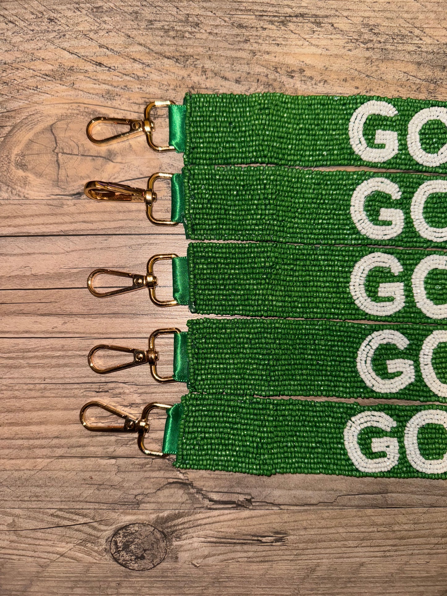 Beaded Green Bay 'Go Packers' Purse Strap: Stylish Support for Cheeseheads!