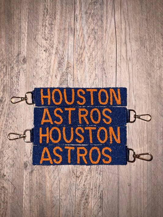 Navy Beaded Keychain: Houston Astros in Vibrant Orange