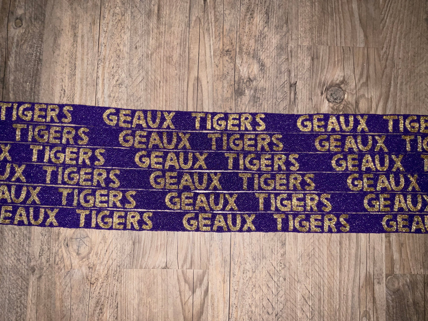 LSU Geaux Tigers Beaded Purse Strap - Purple and Gold Spirit