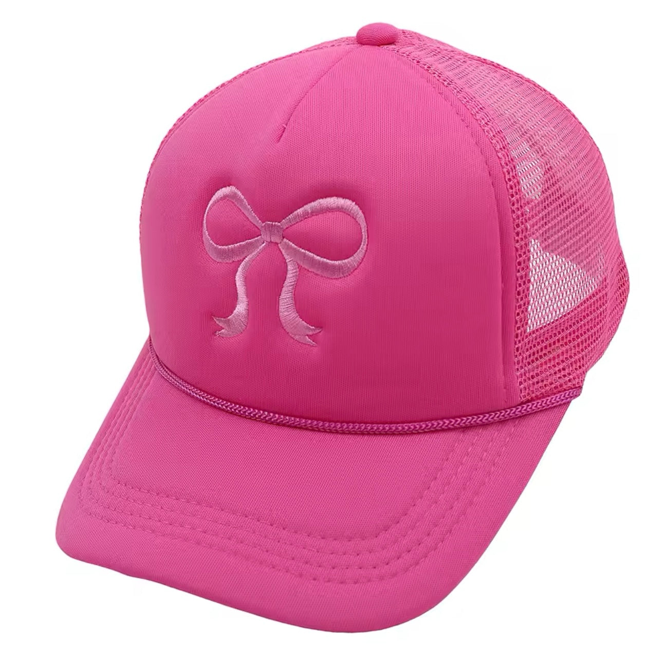 EMBROIDERY RIBBON BOW TRUCKER HAT CAP