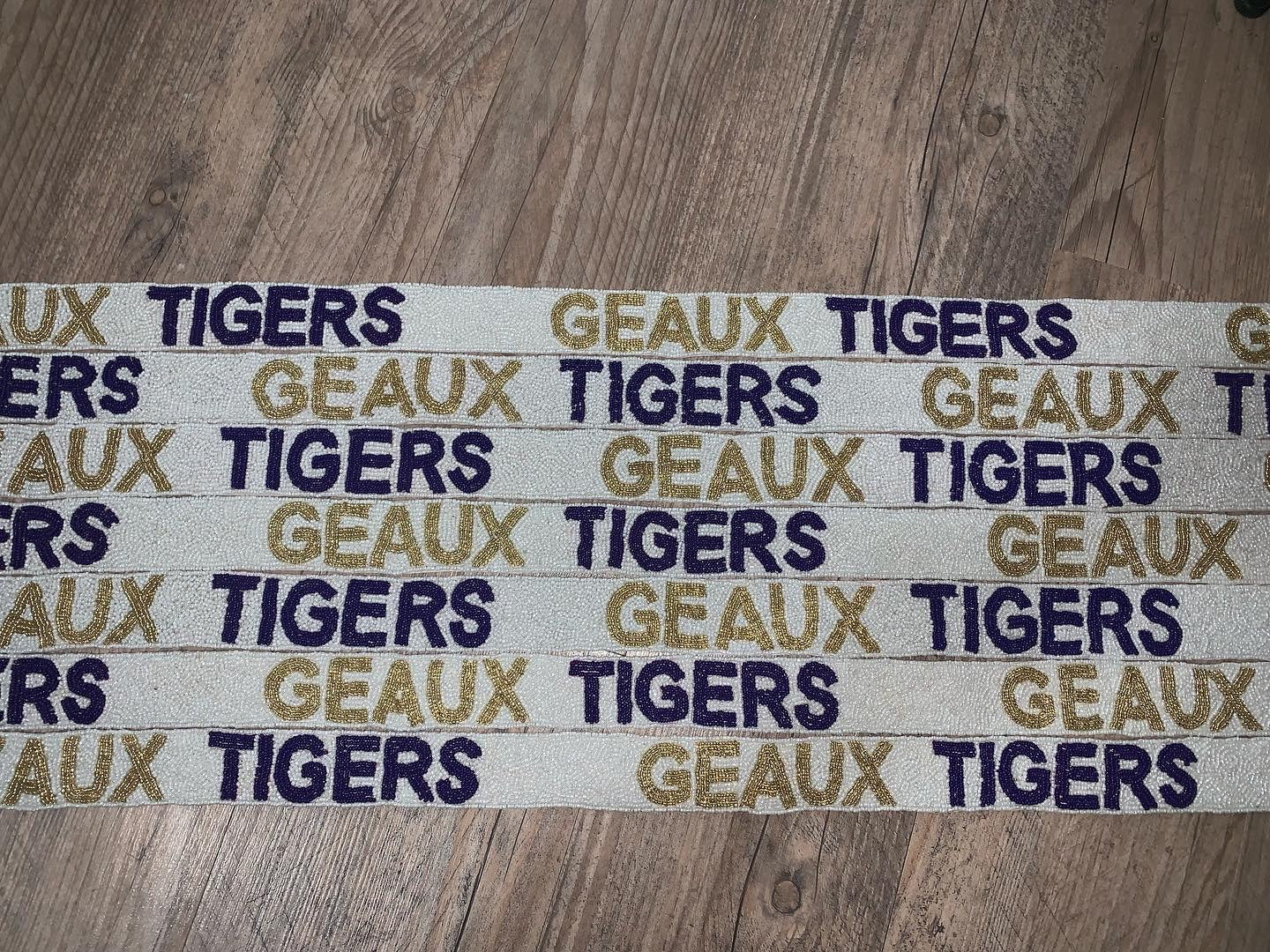 LSU Geaux Tigers Beaded Purse Strap - Purple and Gold Spirit