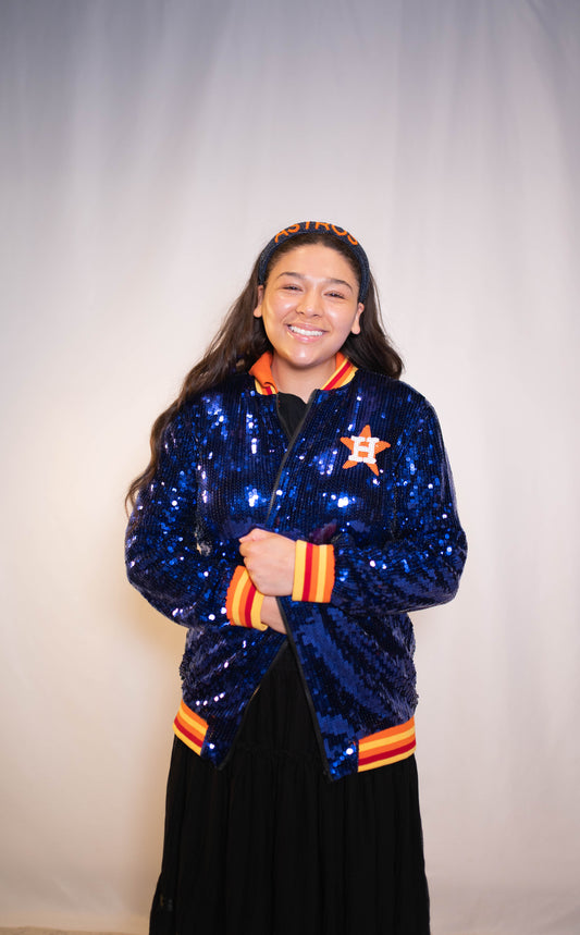 Retro-Inspired Sparkle Astros Jacket