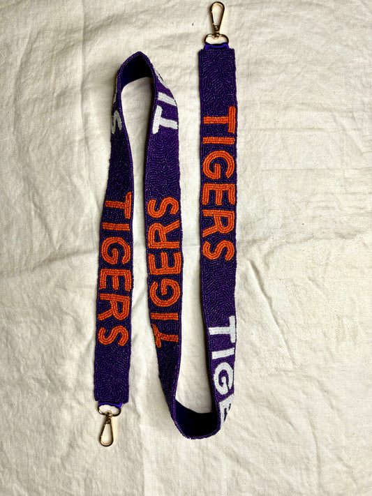 Clemson Tigers Purple and Orange Tigers Beaded Purse Strap