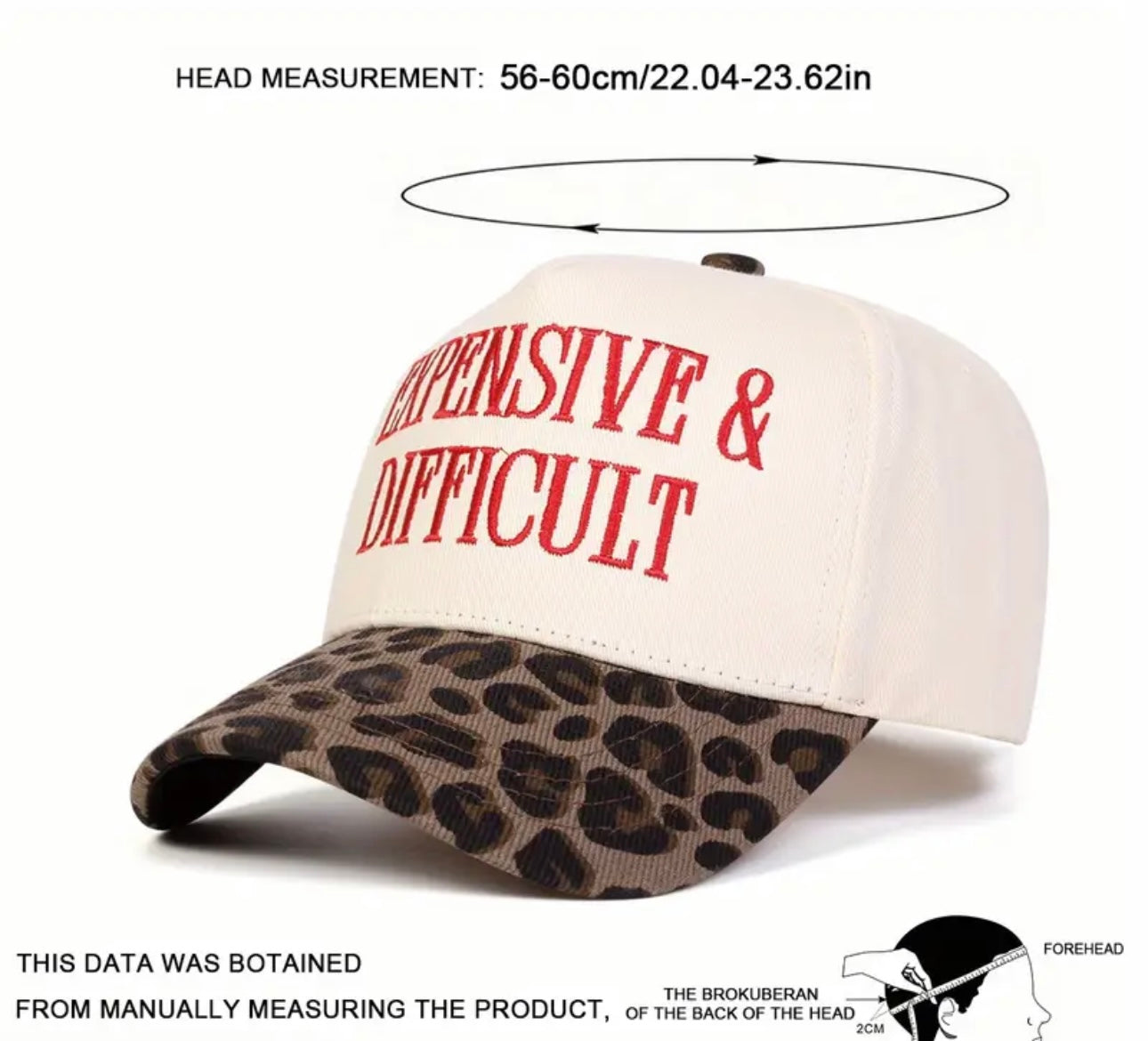 “Expensive and Difficult” Leopard Embroidered Canvas Hat