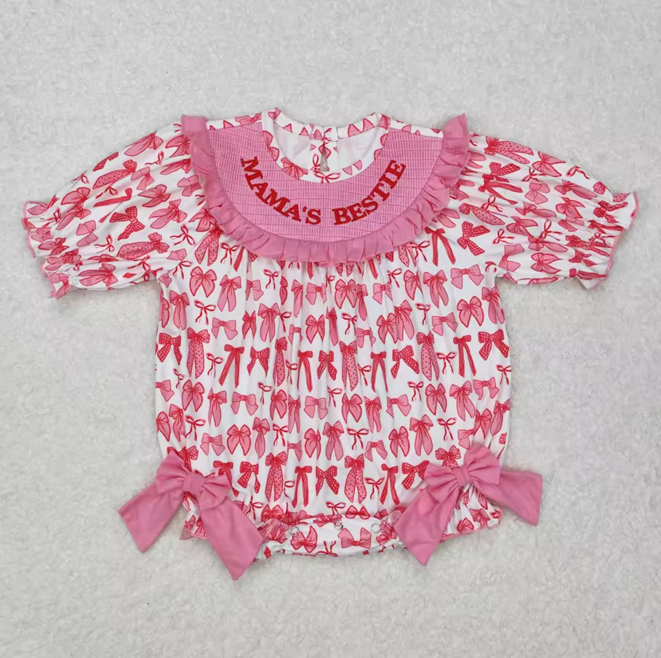 Mama’s Bestie Bow Embroidered Dress