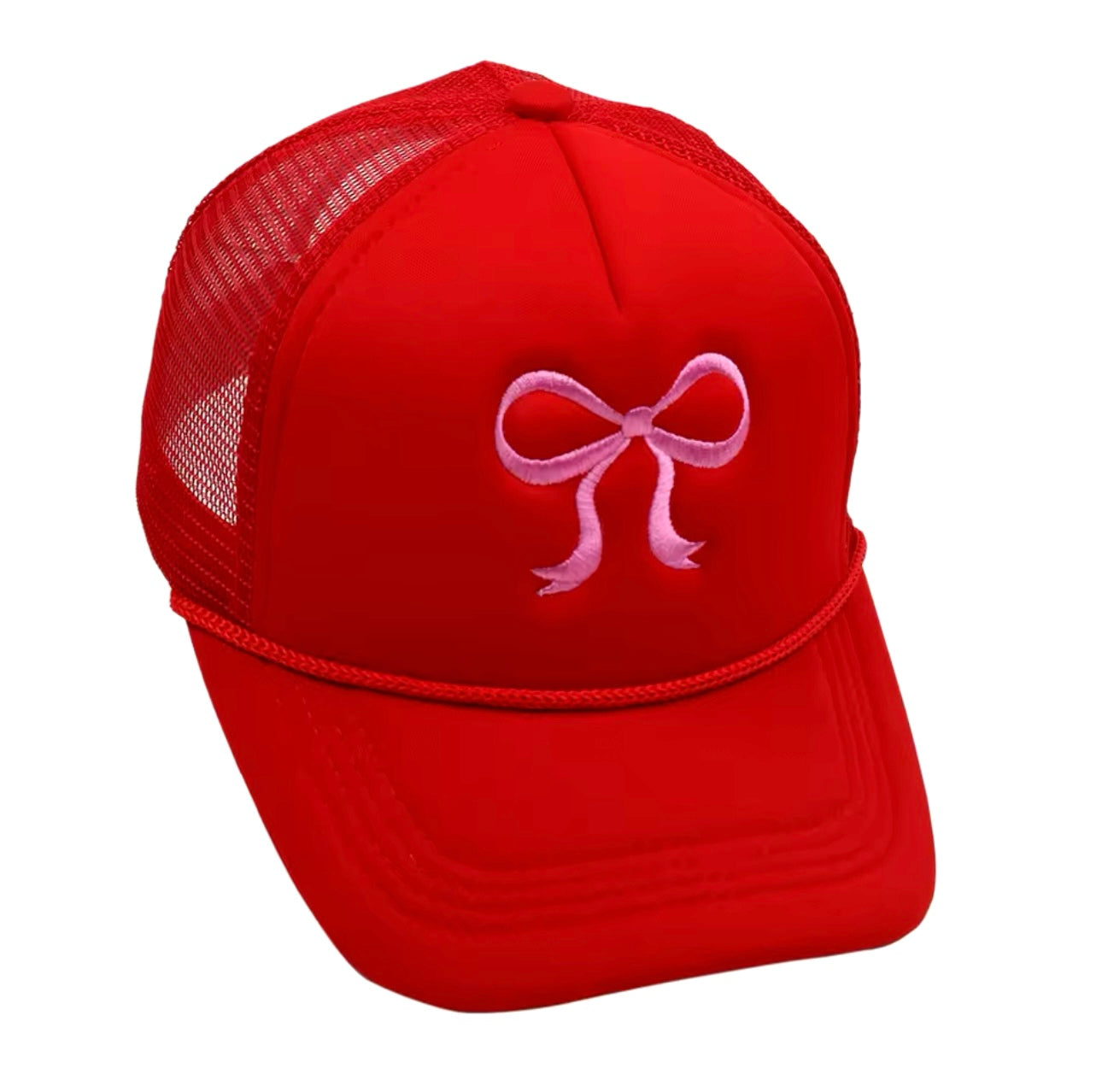 EMBROIDERY RIBBON BOW TRUCKER HAT CAP