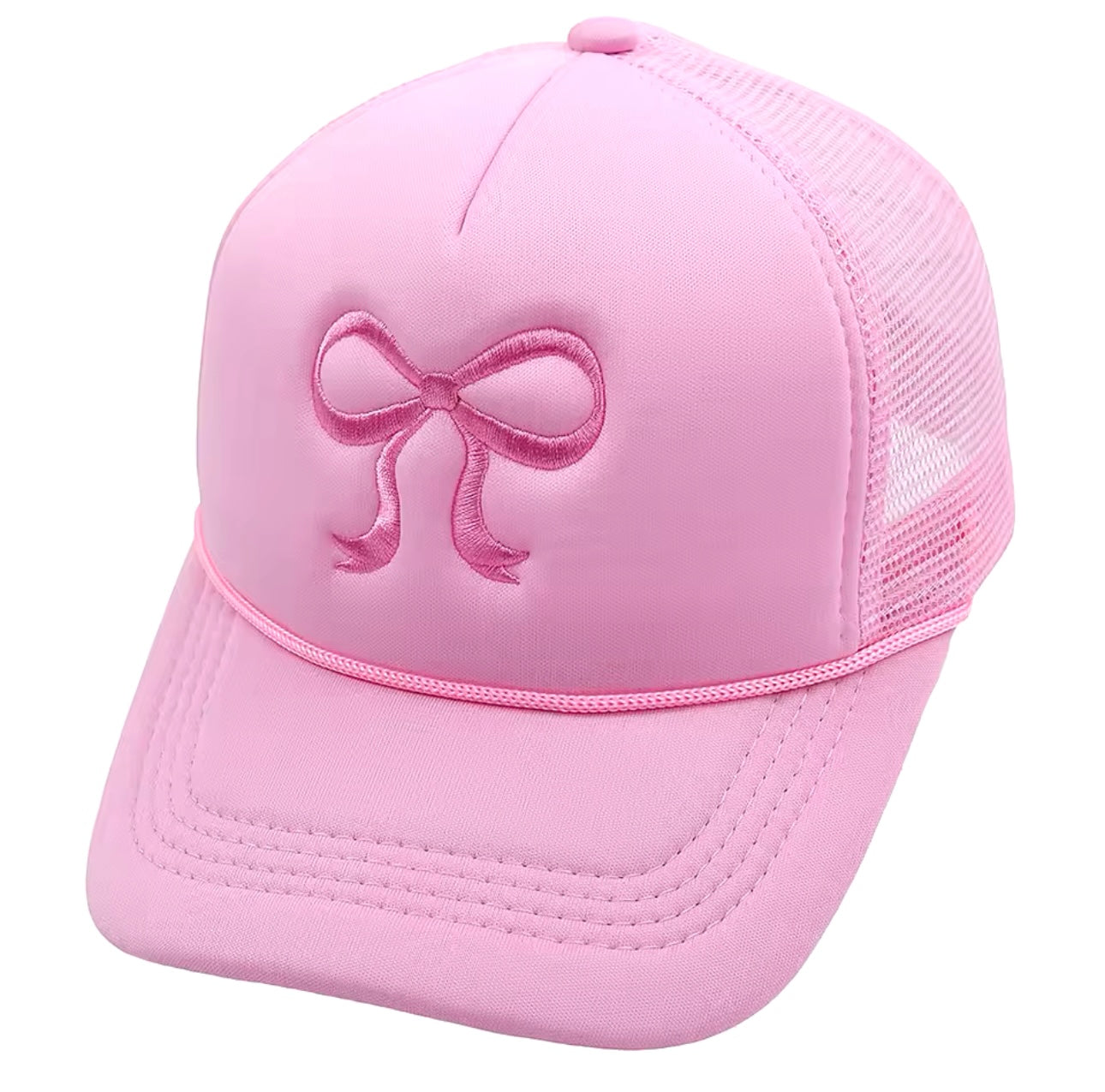 EMBROIDERY RIBBON BOW TRUCKER HAT CAP