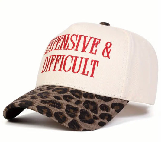 “Expensive and Difficult” Leopard Embroidered Canvas Hat