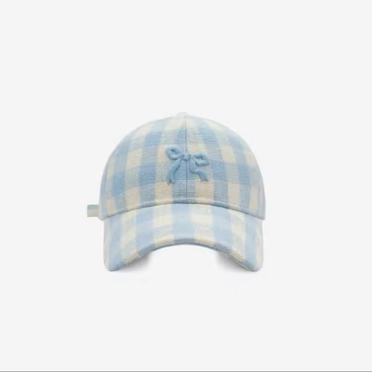 Soft Checkered Bow Hat