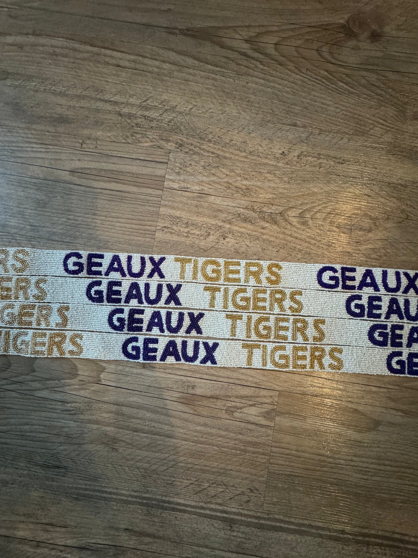 LSU Geaux Tigers Beaded Purse Strap - Purple and Gold Spirit