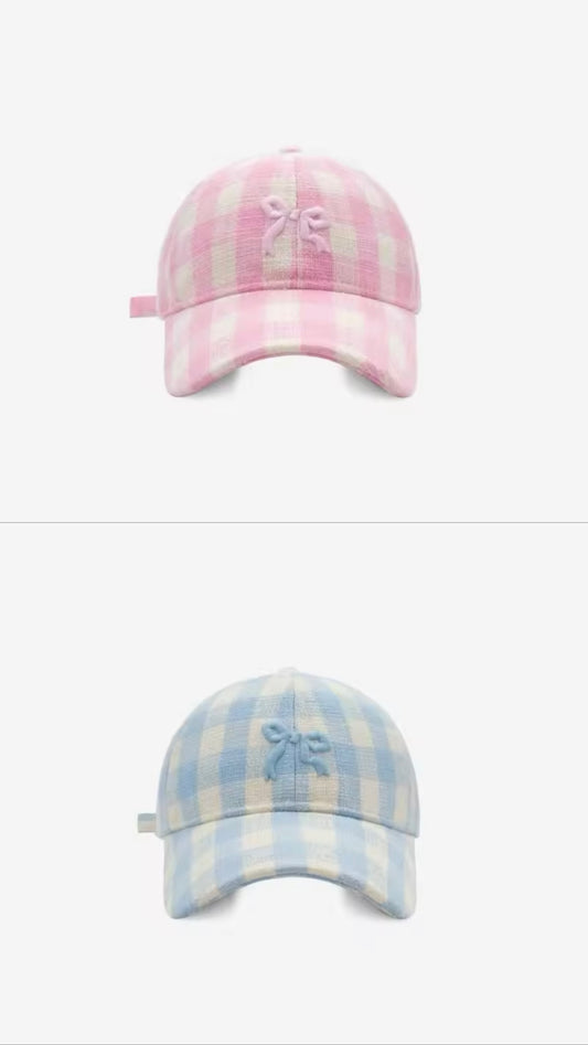 Soft Checkered Bow Hat