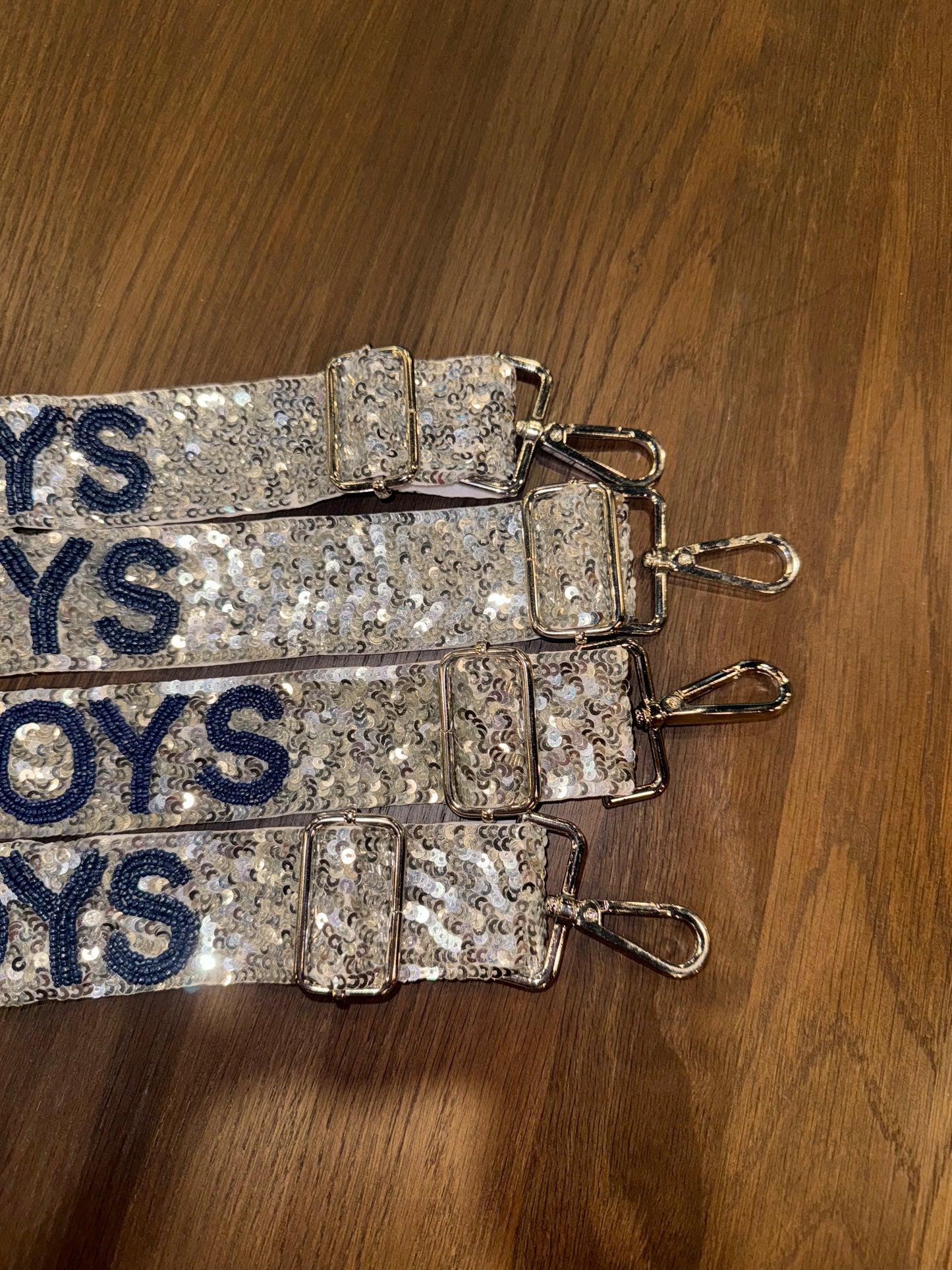 Dallas Cowboys Adjustable Sequin Silver and Navy Purse Strap