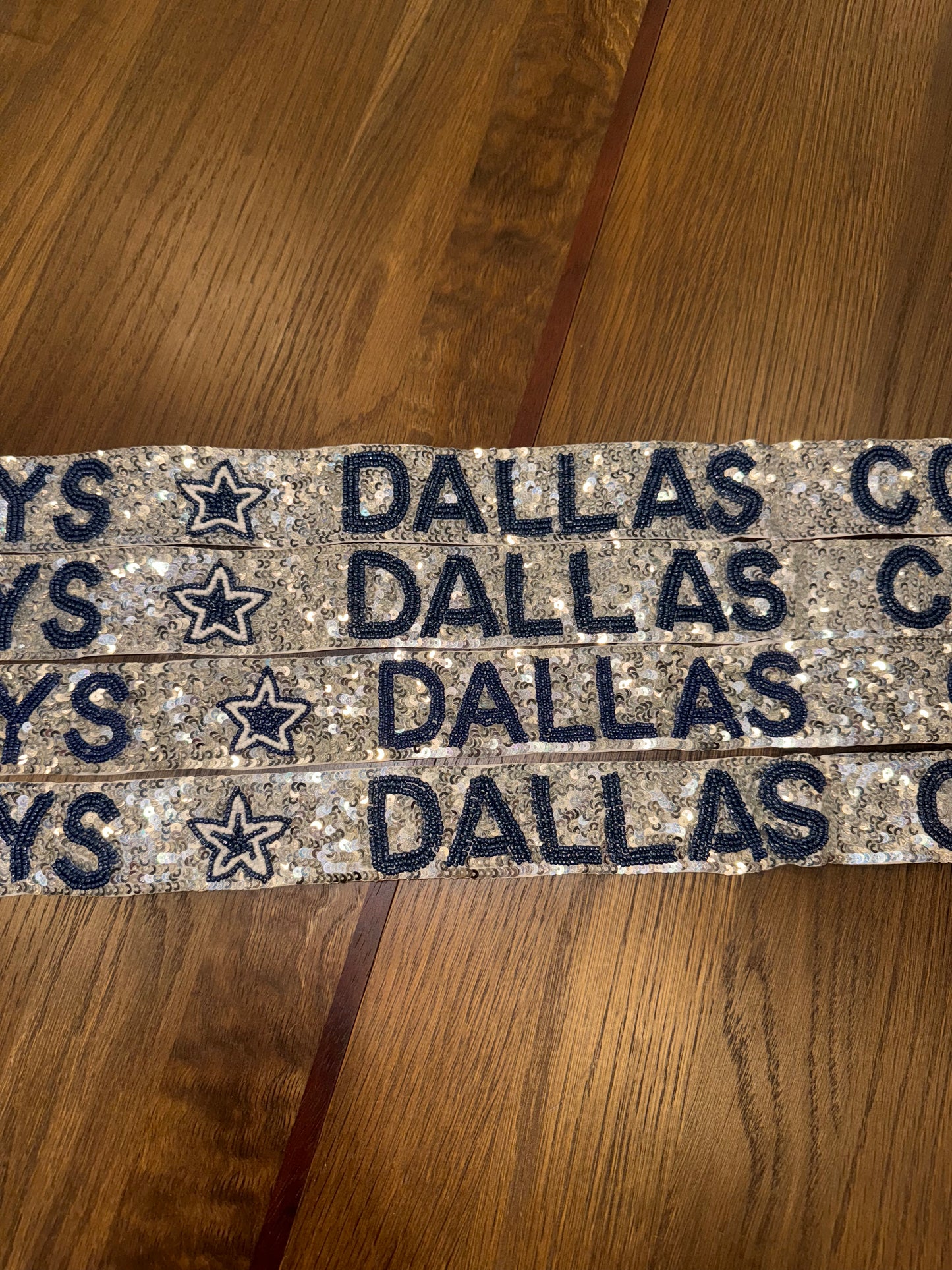 Dallas Cowboys Adjustable Sequin Silver and Navy Purse Strap